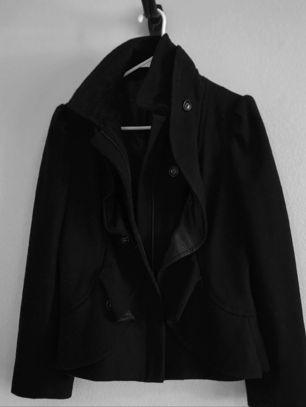 Chadwicks Wool Ruffle Peacoat With Button Detail - Picture 2 of 4
